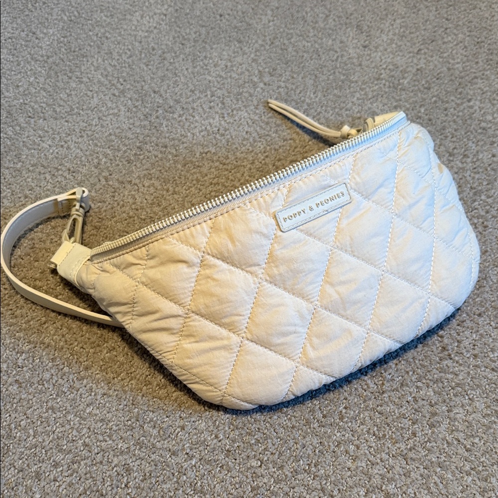 Poppy & Peonies Quilted Cream Crossbody Bag
